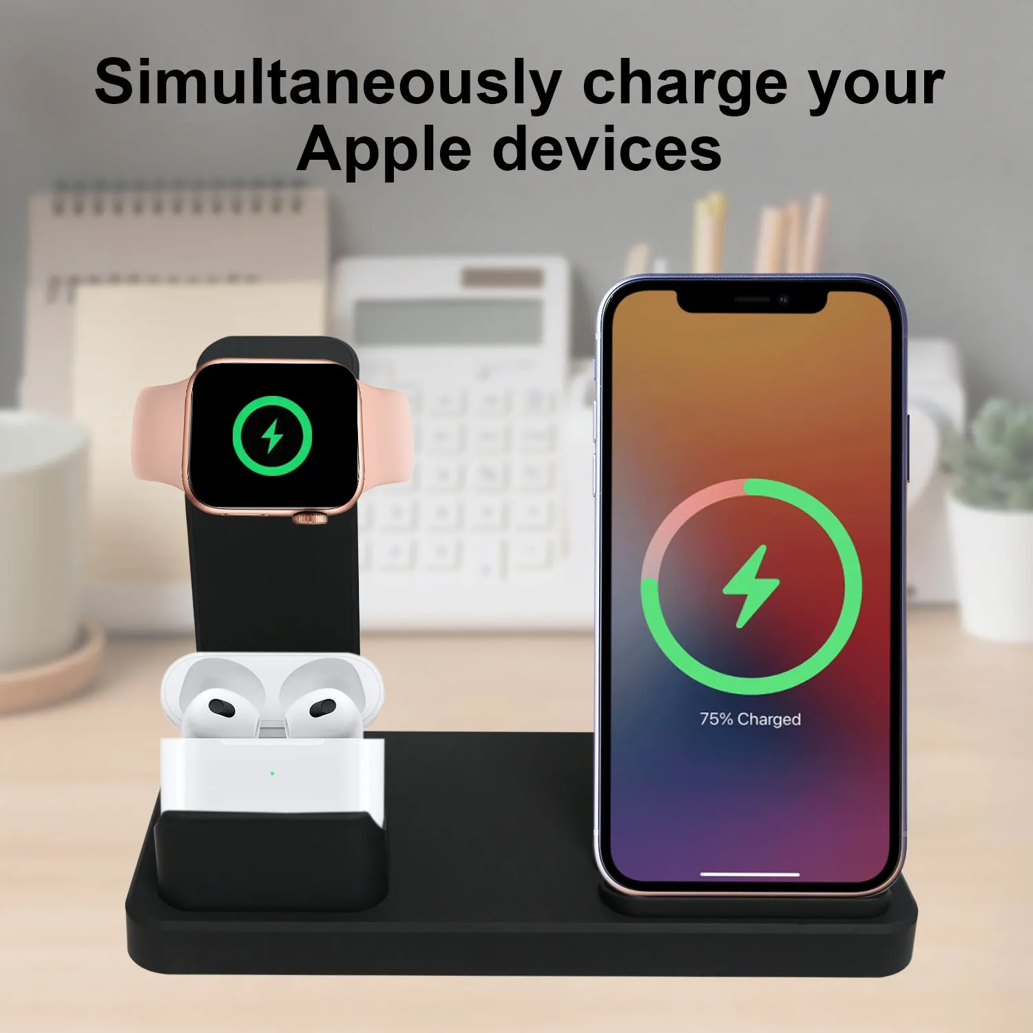 3-in-1 Qi Wireless Charging Stand For Apple Devices