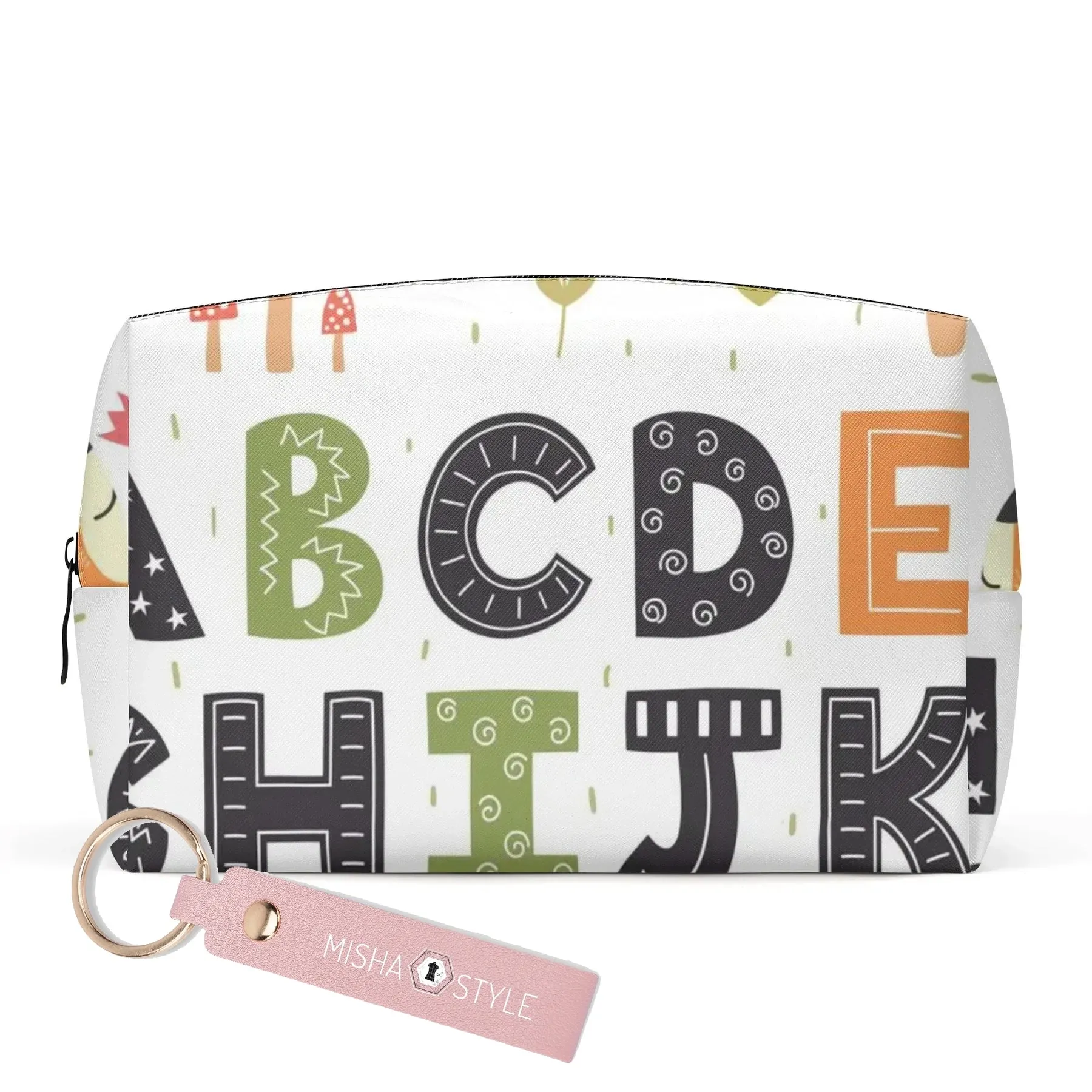 ABCD PU Cosmetic Bag - White