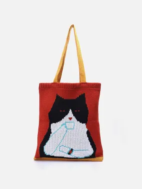 AlanBalen® - Cat Graphic Knit Bag