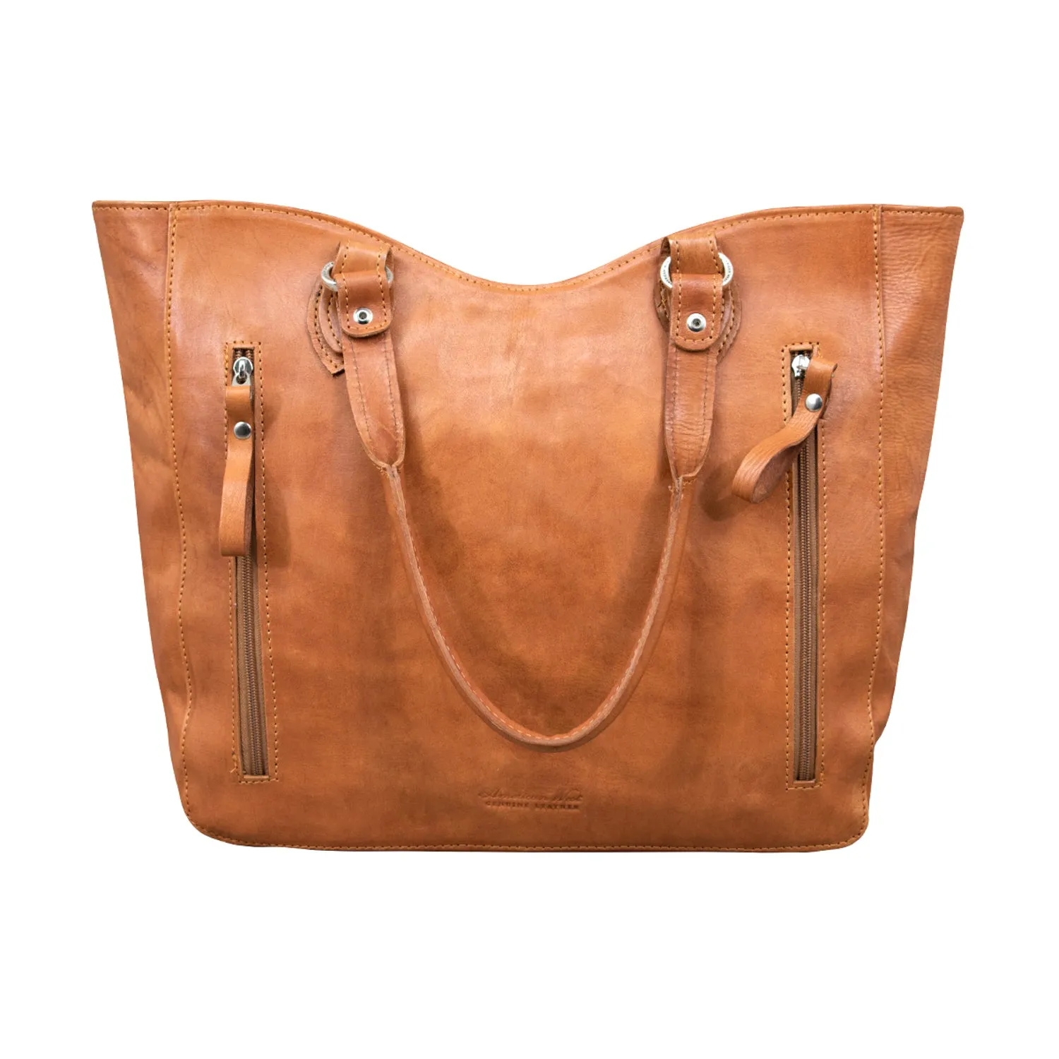 American West Womens Harvest Moon Natural Tan Leather Shoulder Tote Bag