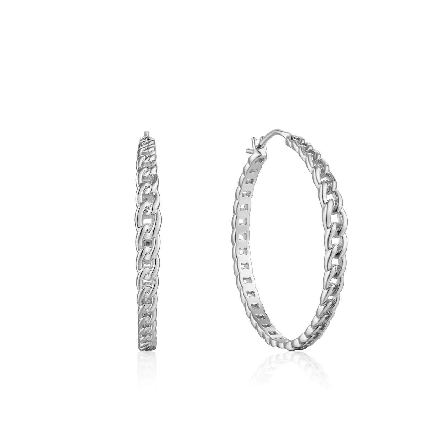 Ania Haie Curb Chain Hoop Earrings - Silver