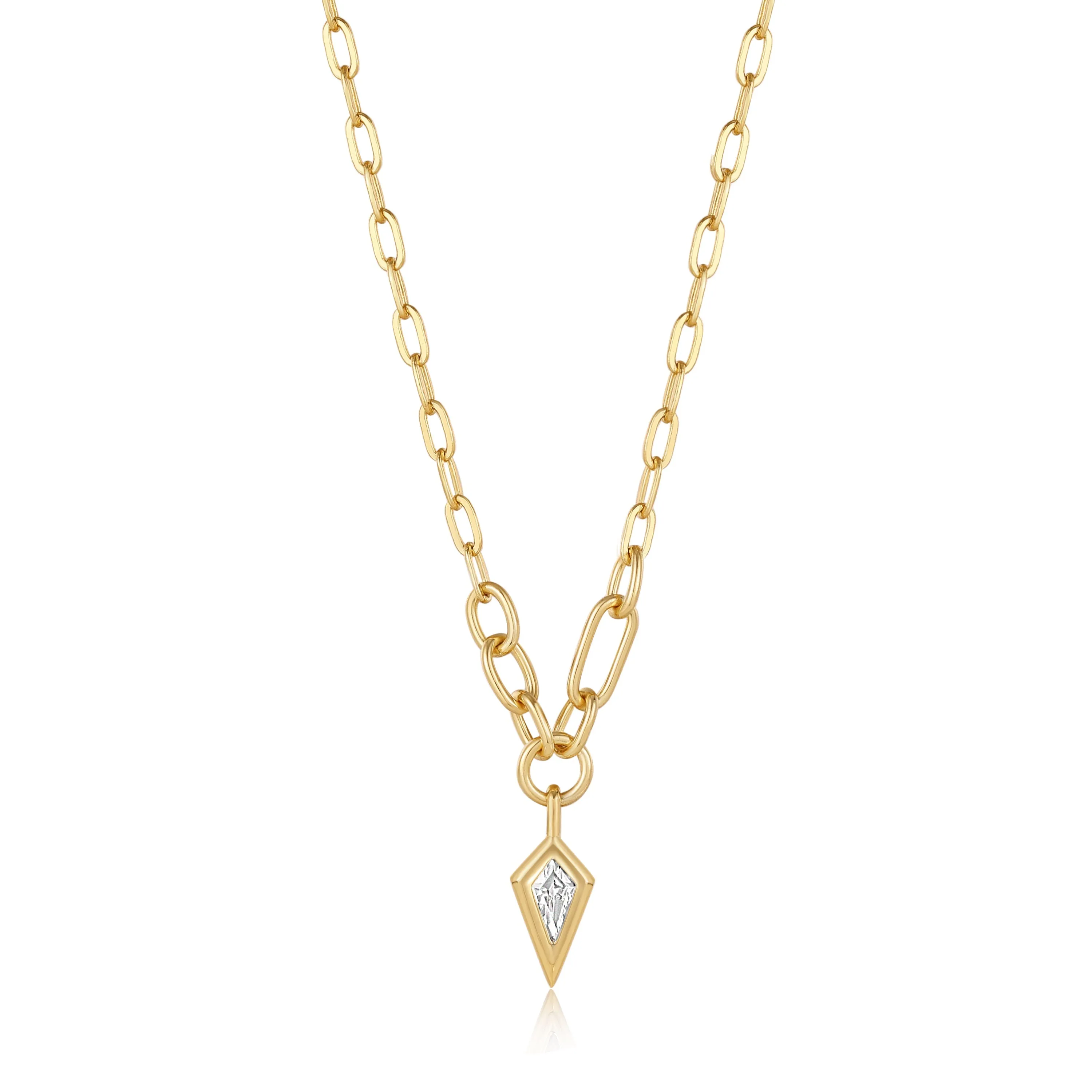 Ania Haie Gold Sparkle Drop Pendant Chunky Chain Necklace