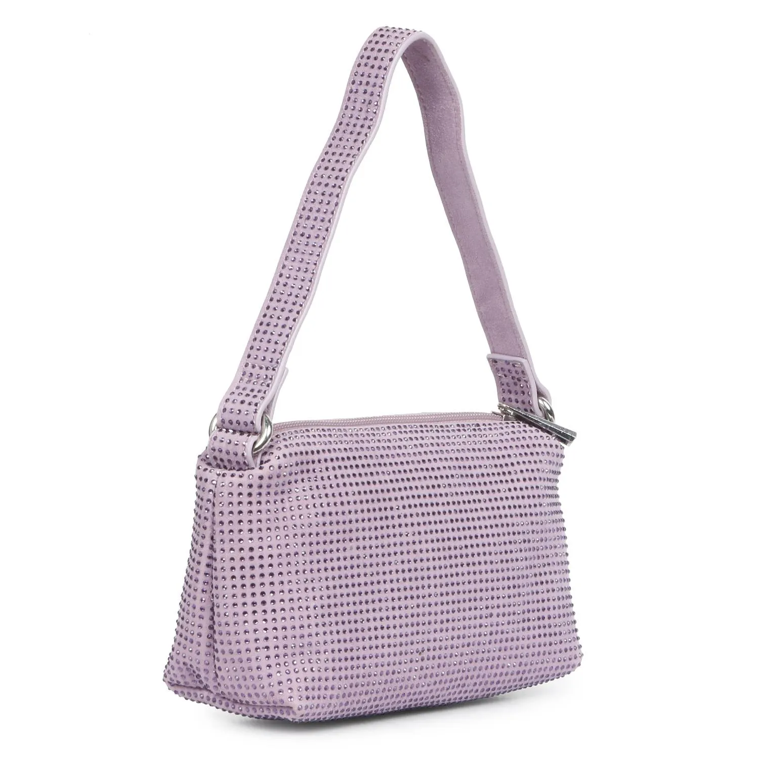 Aria Crystal Embellished Lilac Leather Mini Handbags