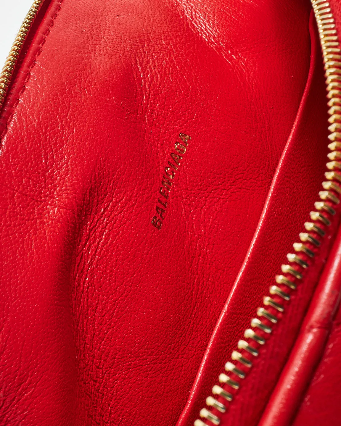 Balenciaga Red Quilted Leather Touch B Logo Camera Bag