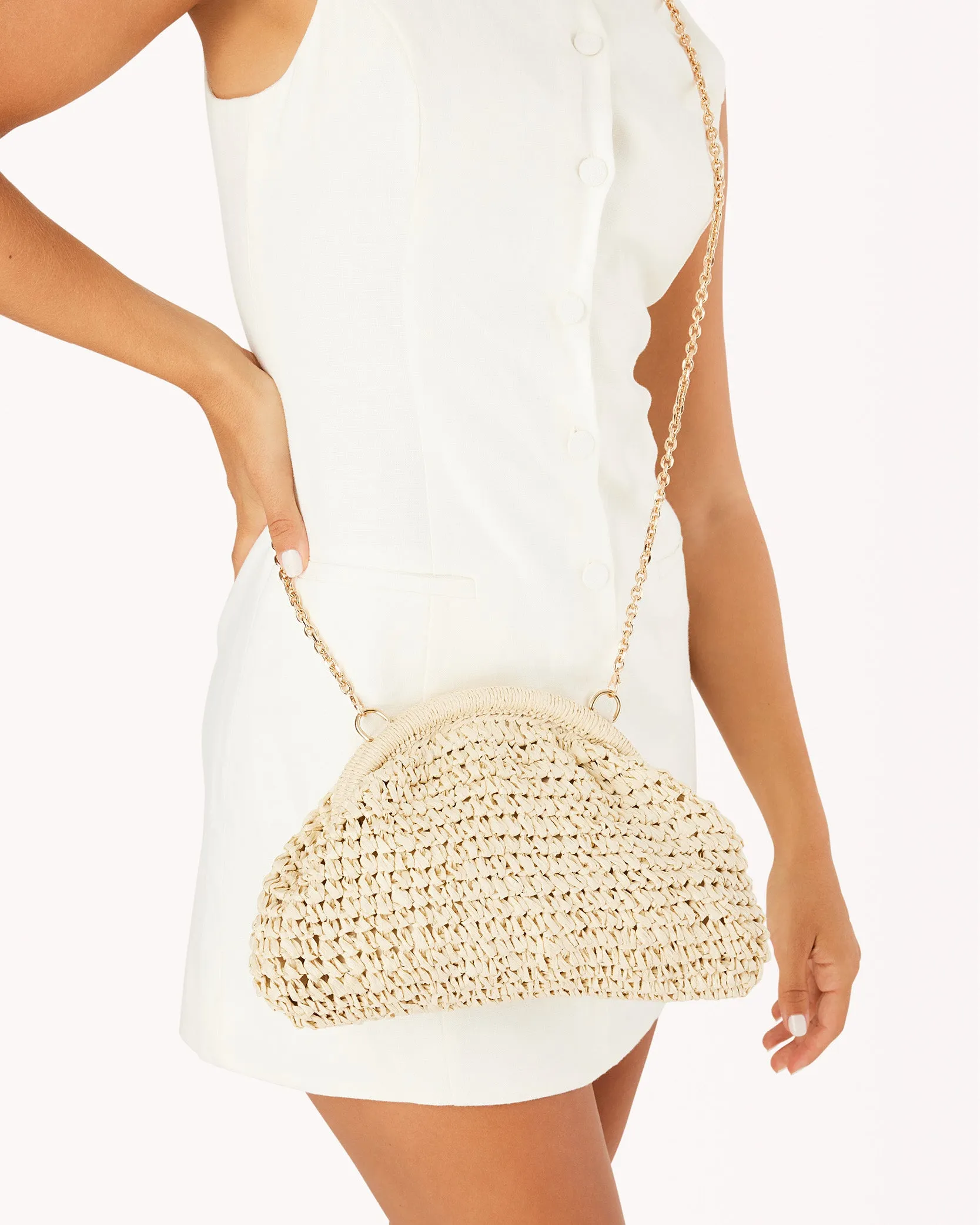 BETTE CLUTCH BAG - NATURAL RAFFIA