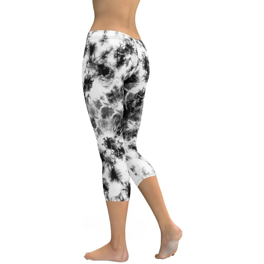 Black & White Tie Dye Capris