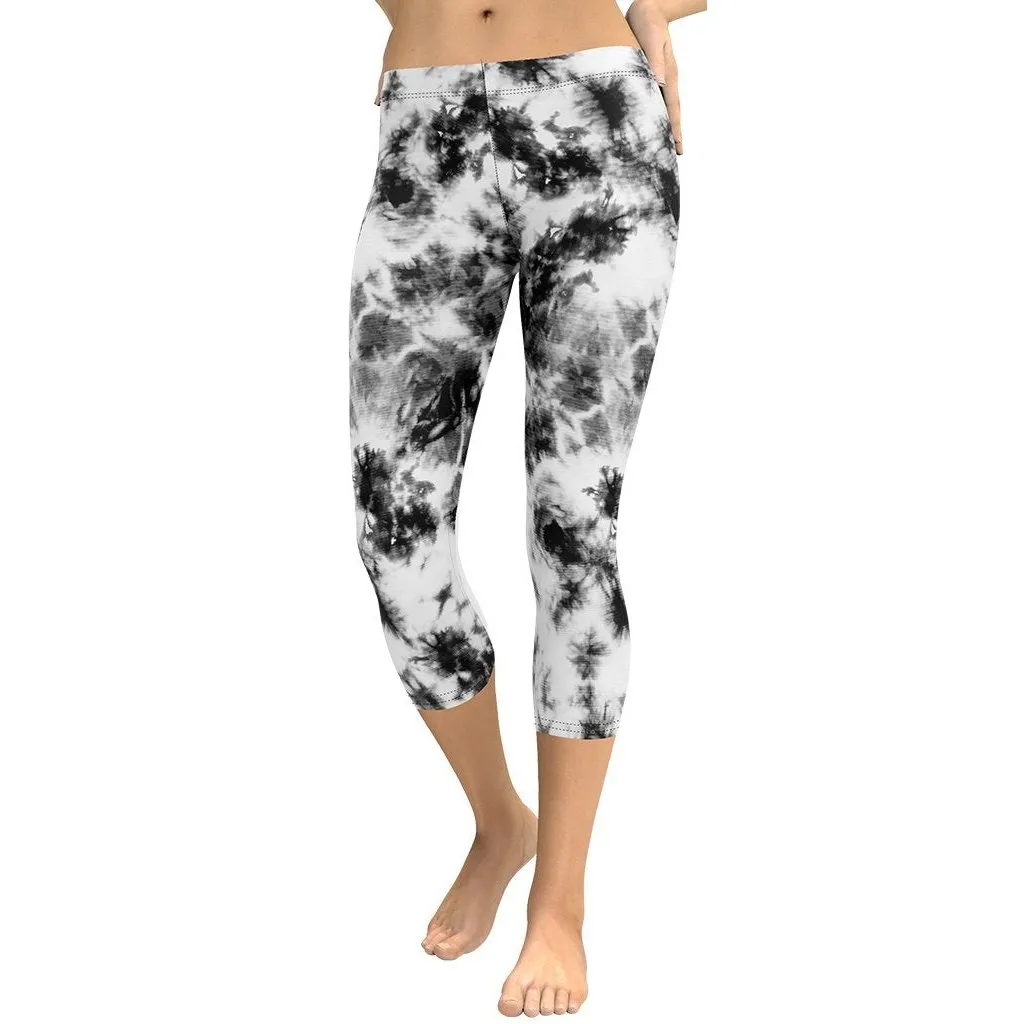 Black & White Tie Dye Capris