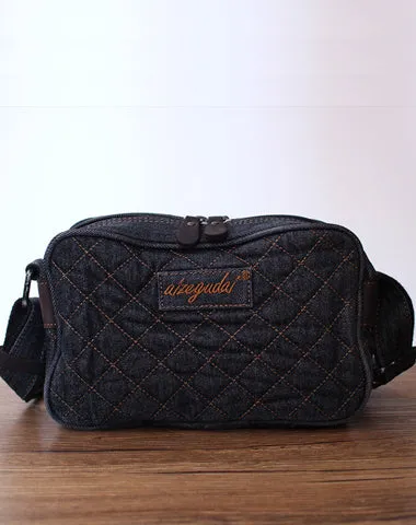 Black Denim Womens Small Quilted Shoulder Bags Denim Quilted Side Bag Quilted Crossbody Bag For Men