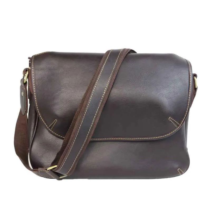 Black Leather Mens Casual 10'' Courier Bags Messenger Bags Dark Coffee Gray Postman Bag For Men