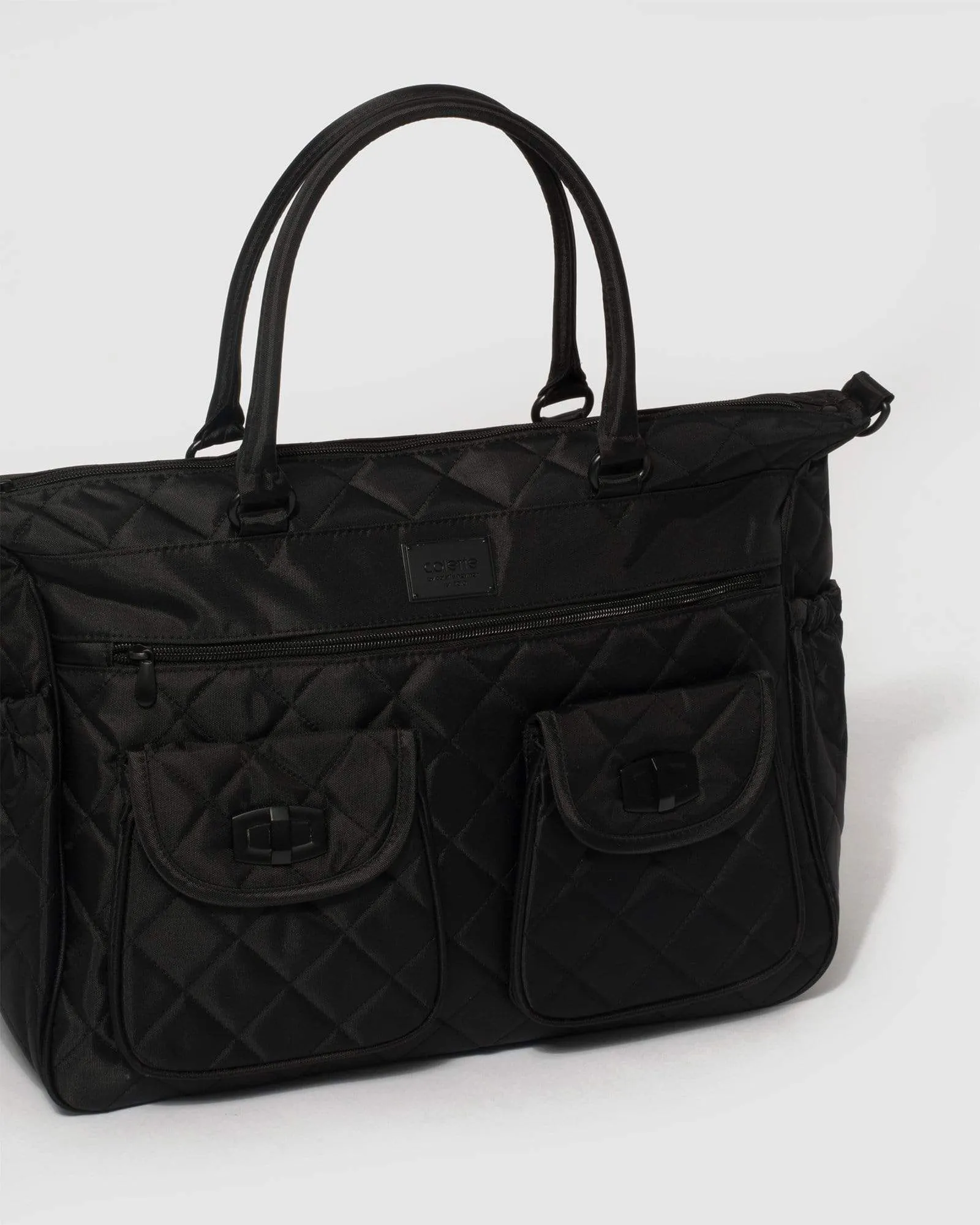 Black Quilted Baby Travel Bag