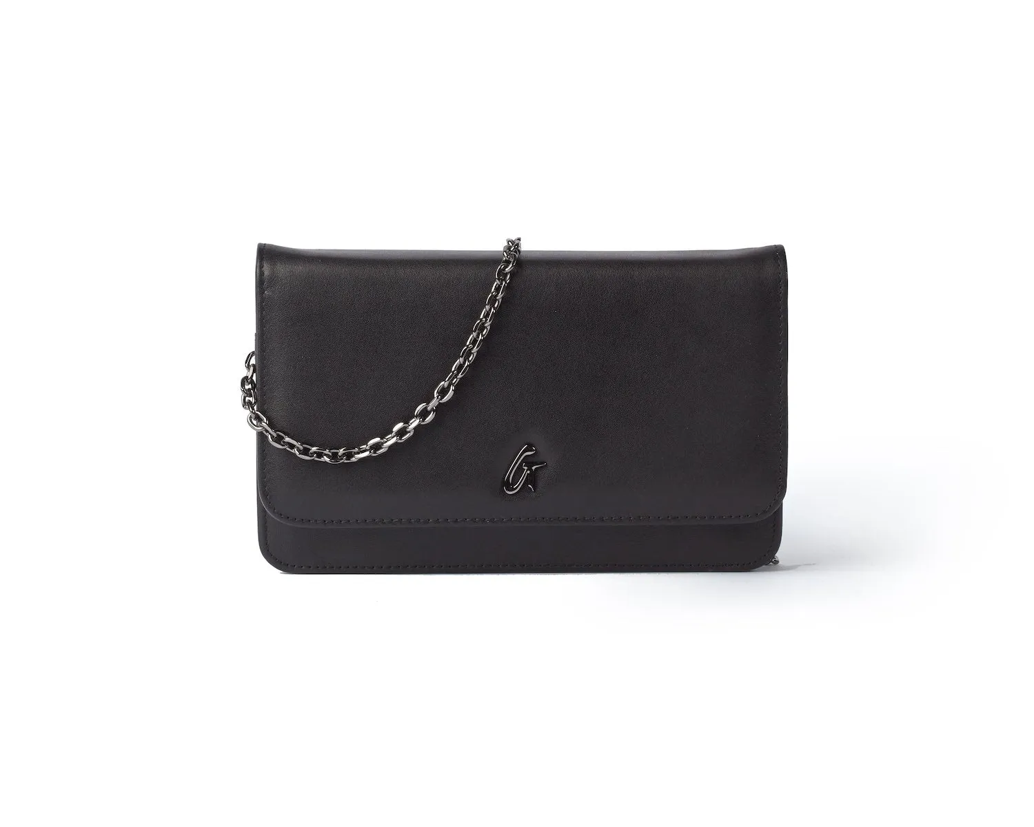 BLACK STANDARD WALLET ON CHAIN-GUNMETAL