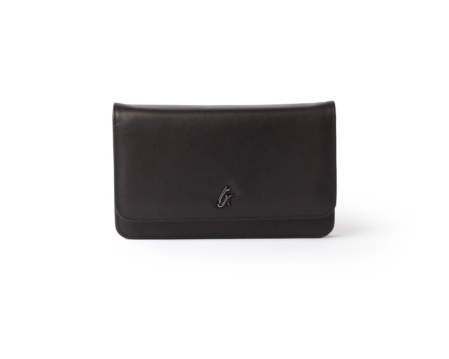 BLACK STANDARD WALLET ON CHAIN-GUNMETAL