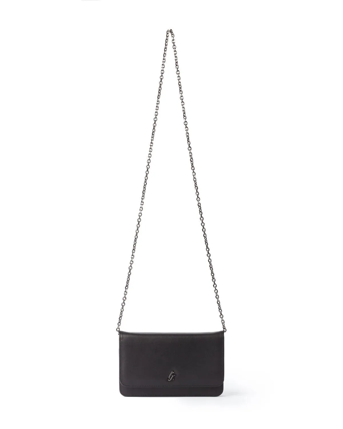 BLACK STANDARD WALLET ON CHAIN-GUNMETAL