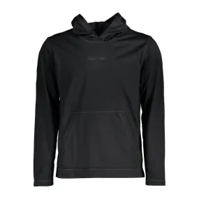 Calvin Klein Sleek Black Hooded Sweatshirt with Logo Print