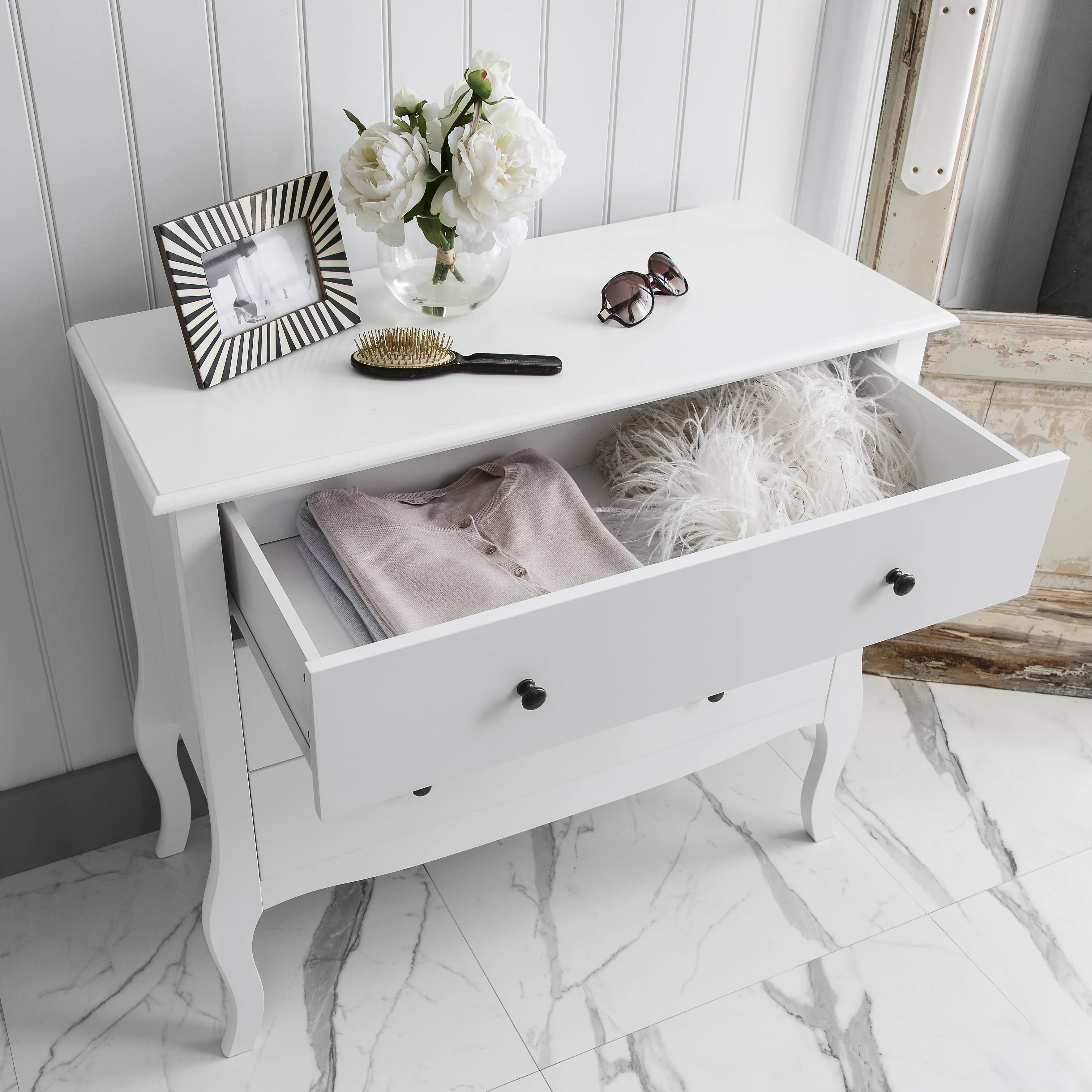 Camille Chest of Drawers 3 Drawer in Classic White