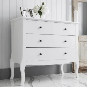 Camille Chest of Drawers 3 Drawer in Classic White