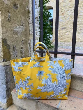 Cotton Canvas Market Tote - "Pastorale" Yellow