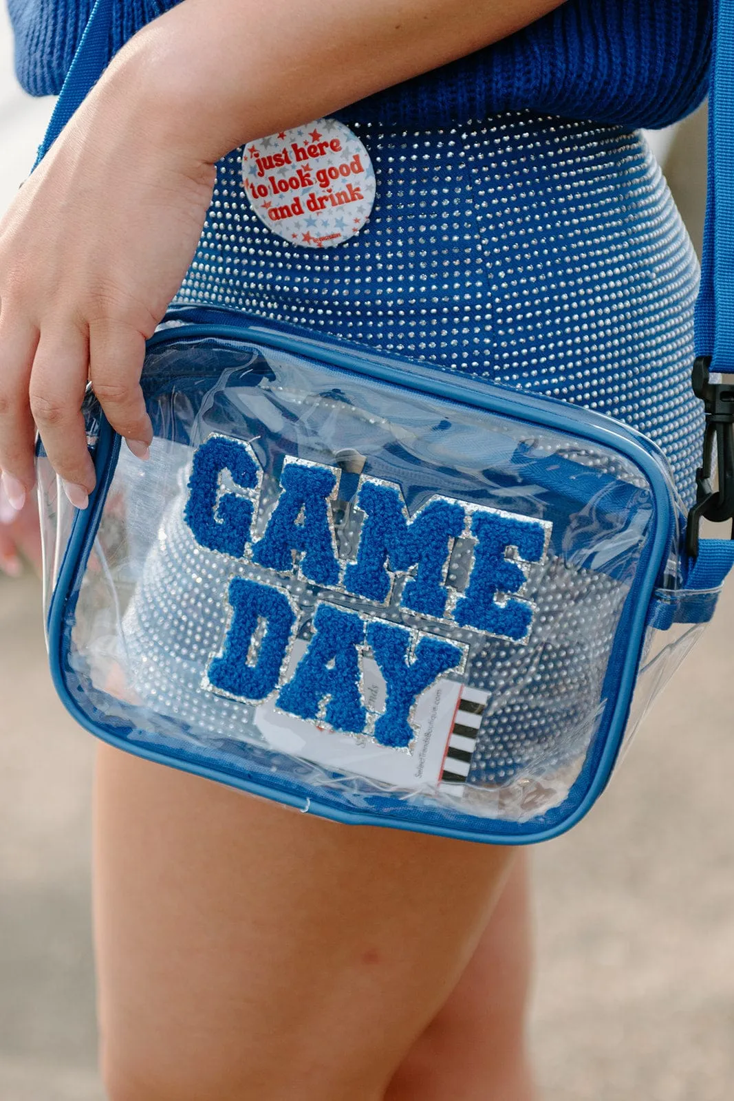 Gameday Blue Trim Clear Purse