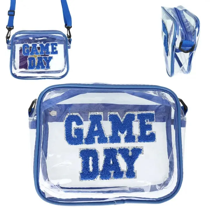 Gameday Blue Trim Clear Purse