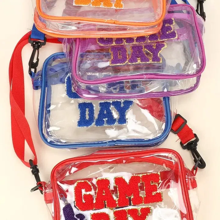 Gameday Blue Trim Clear Purse