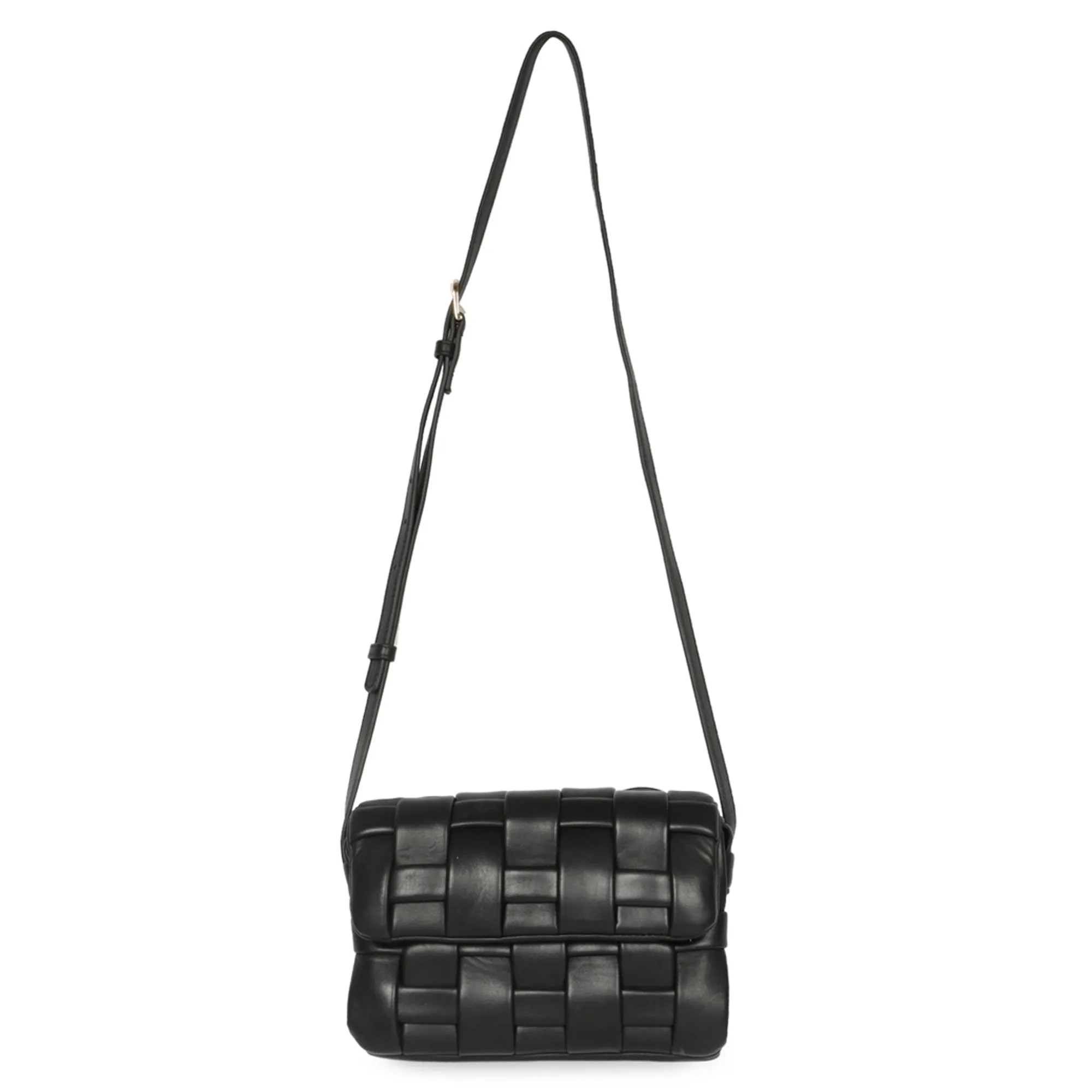 Giada Black Woven Leather Cross Body Sling Bags