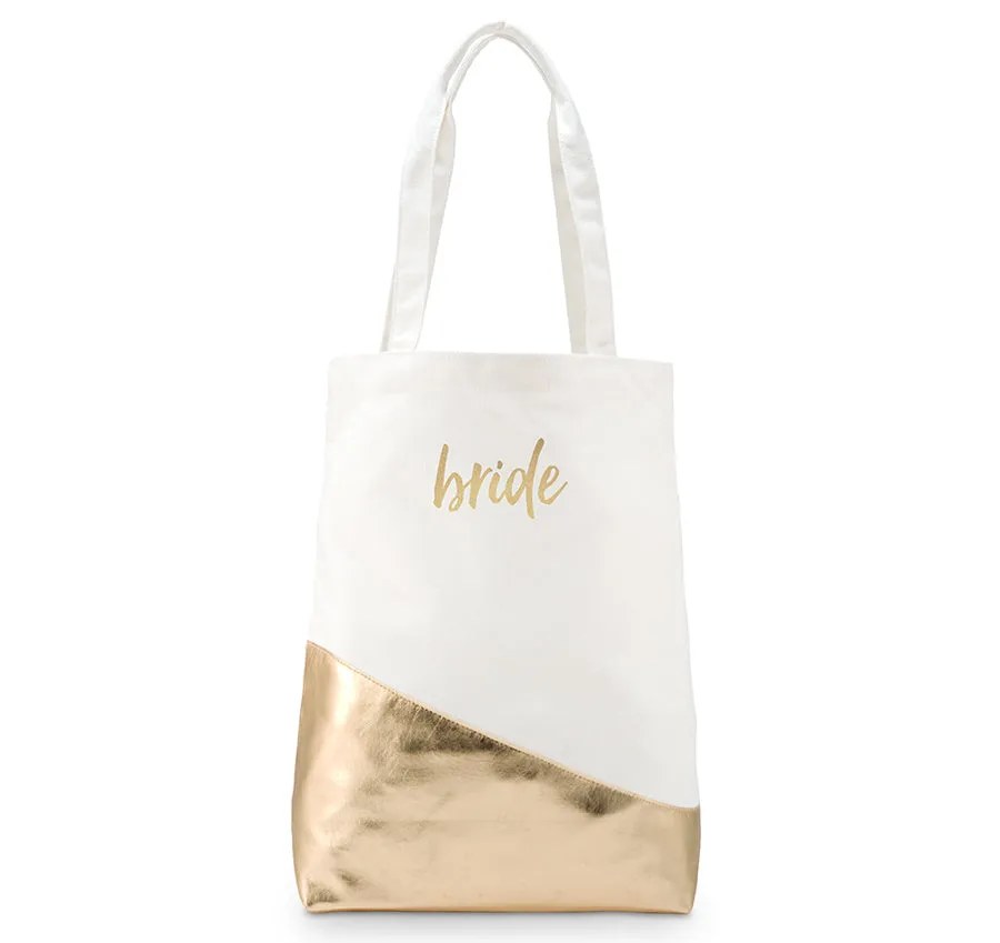 Gold Canvas Bridal Tote Bag