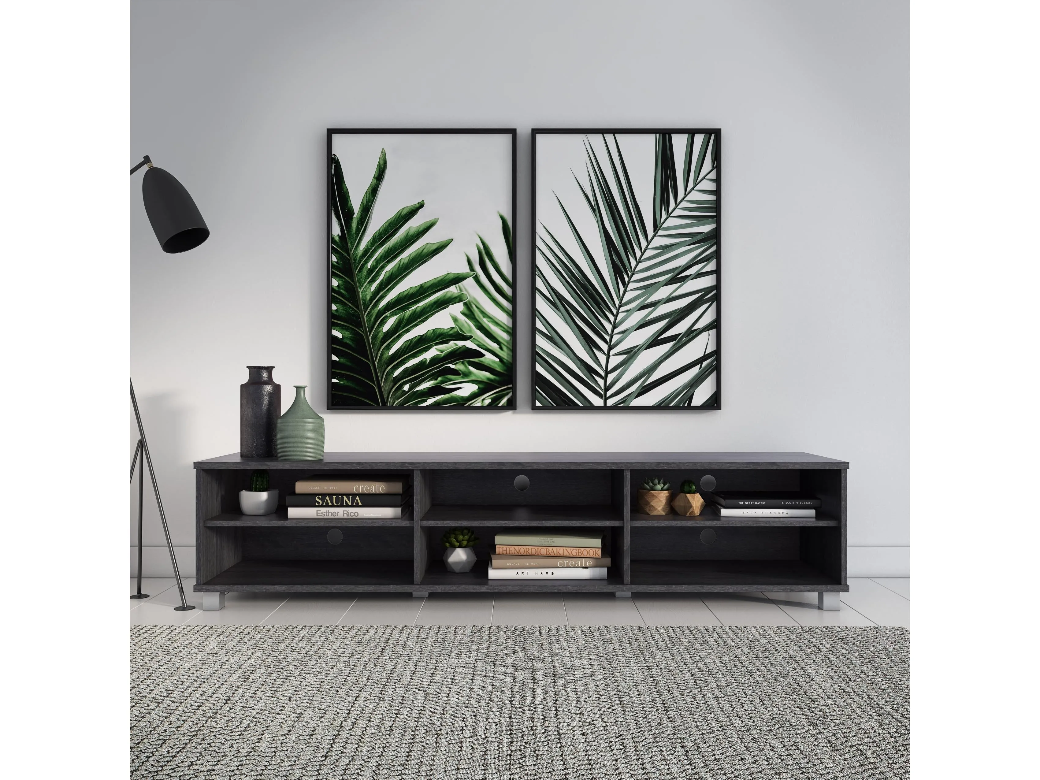 Grey Modern TV Stand, TVs up to 85"