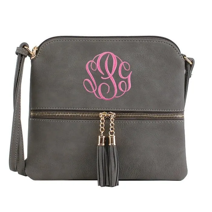 HY2038A Monogrammable Fashion Crossbody Bag With Tassel