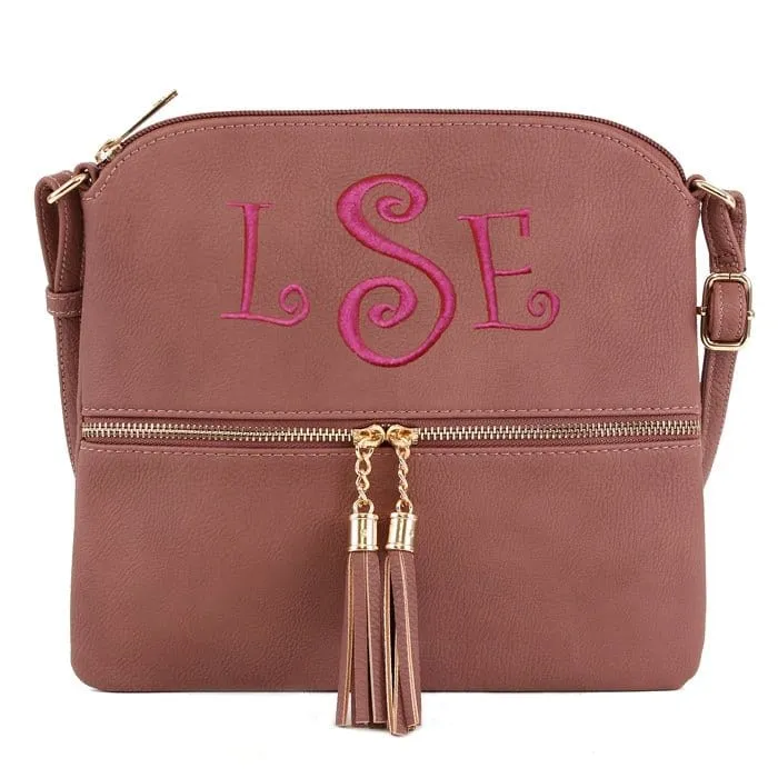 HY2038A Monogrammable Fashion Crossbody Bag With Tassel