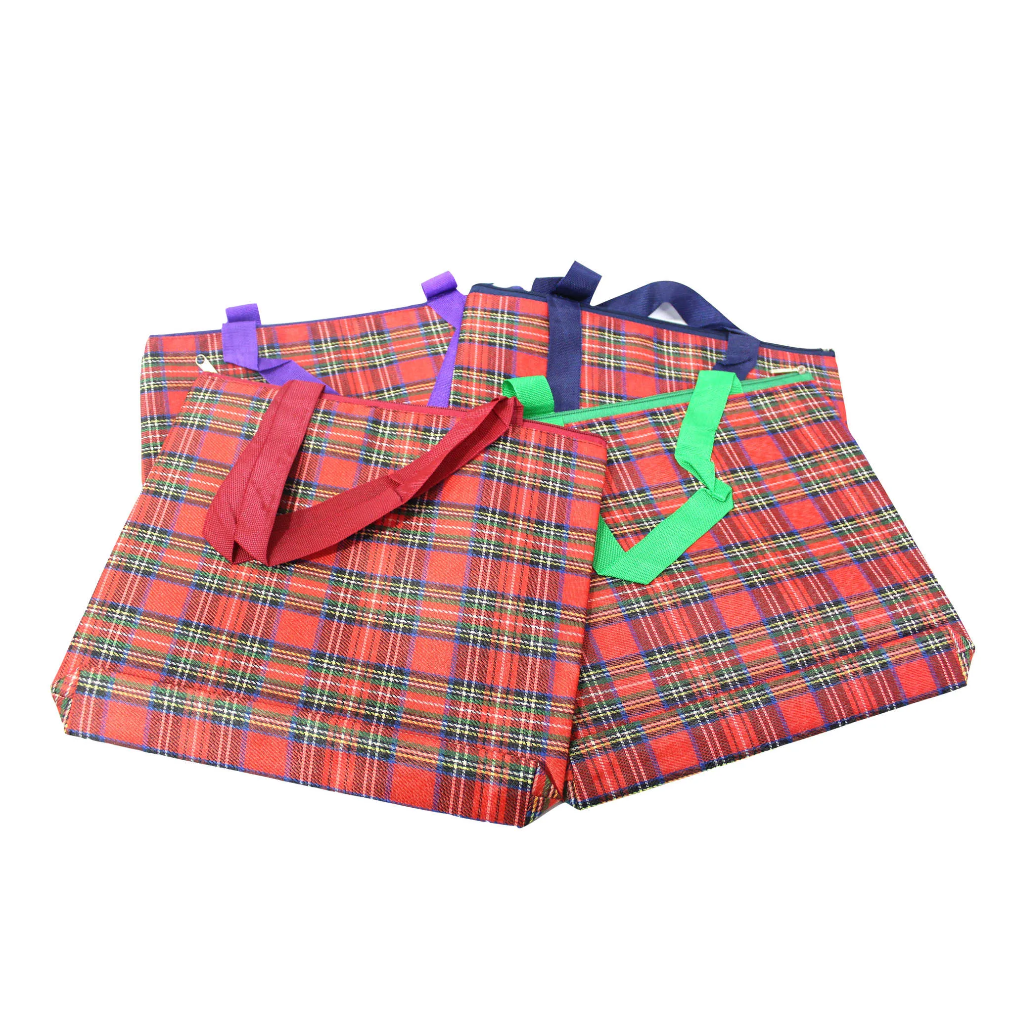 Imported Durable Canvas Printed multi purpose Bag with handles for girls and ladies, Theme Scottish Checks, Large