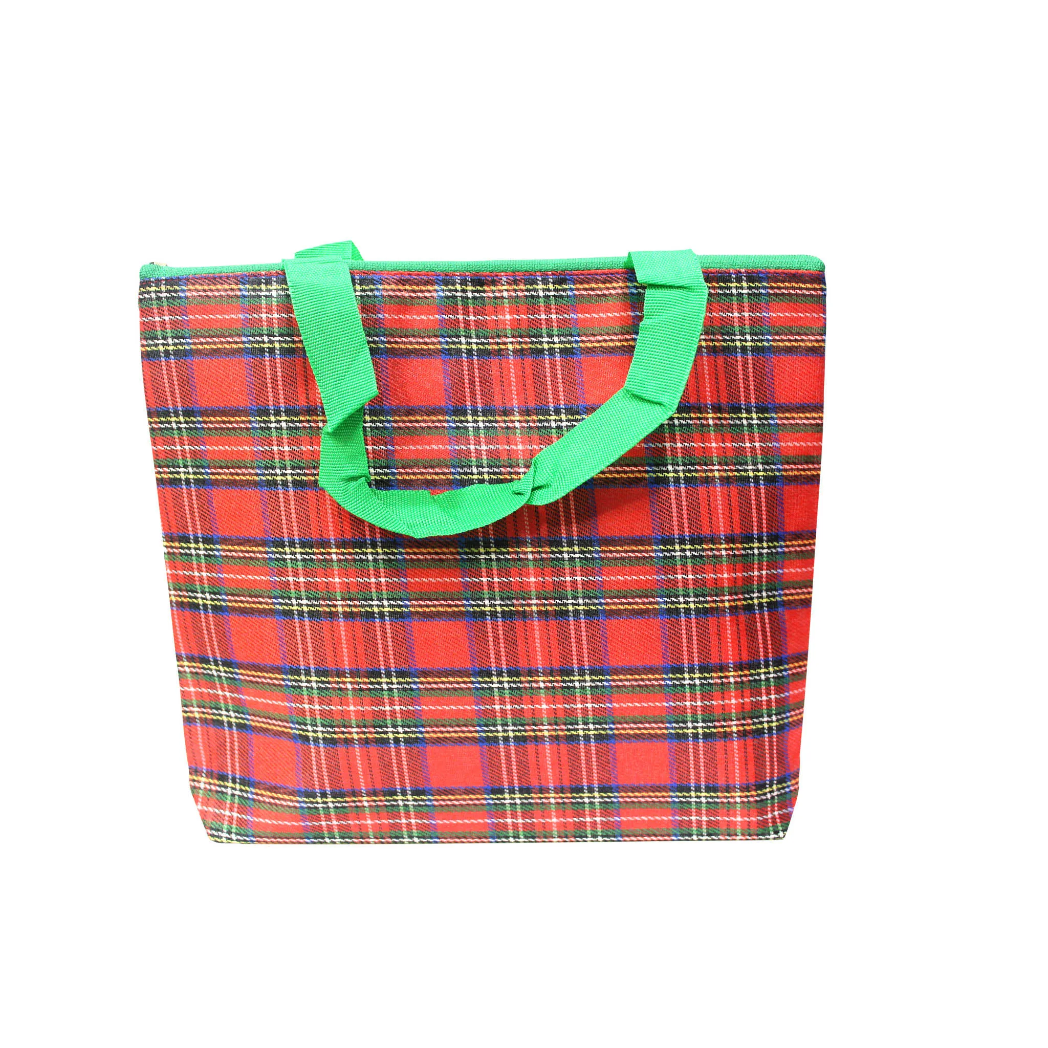 Imported Durable Canvas Printed multi purpose Bag with handles for girls and ladies, Theme Scottish Checks, Large