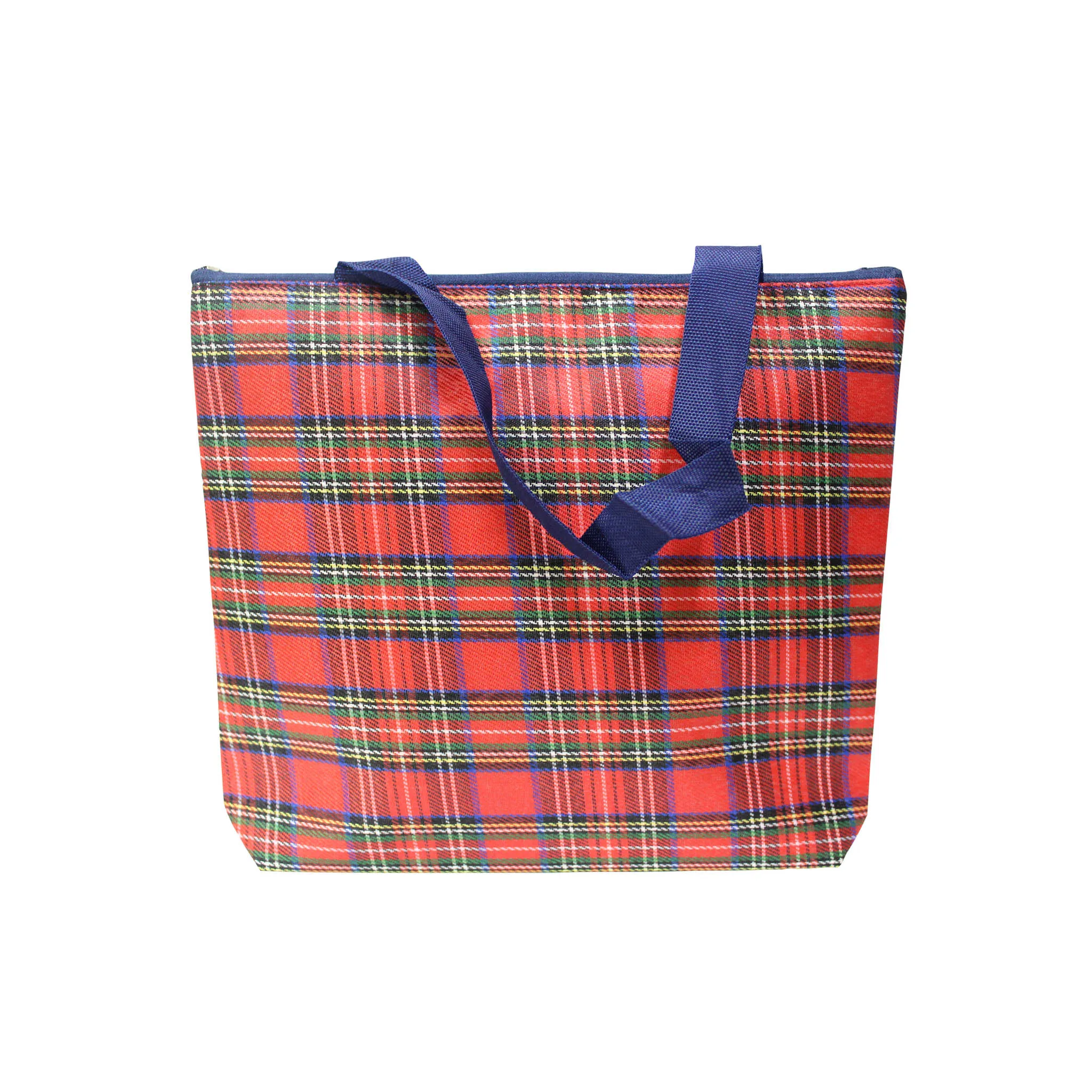 Imported Durable Canvas Printed multi purpose Bag with handles for girls and ladies, Theme Scottish Checks, Large