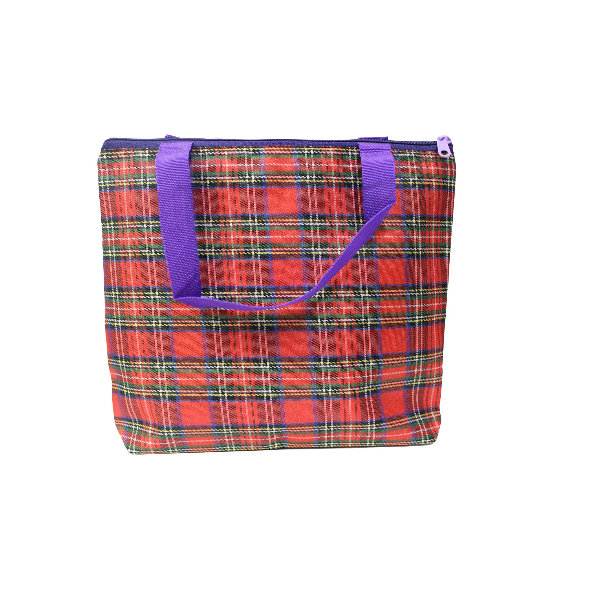 Imported Durable Canvas Printed multi purpose Bag with handles for girls and ladies, Theme Scottish Checks, Large