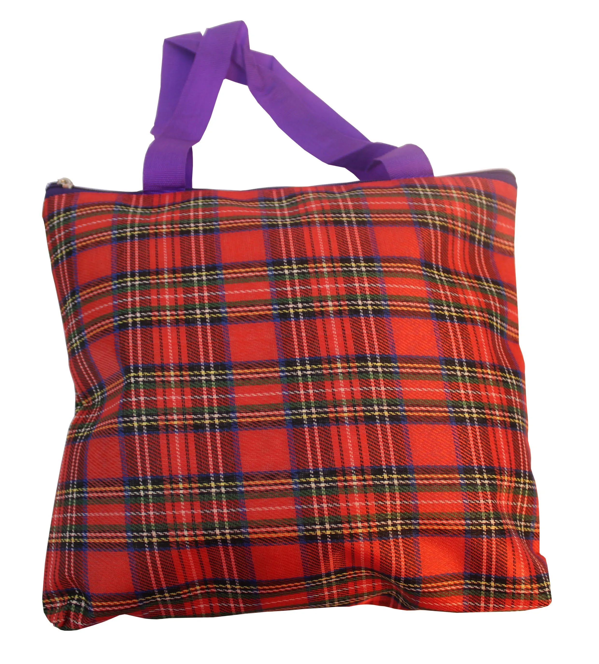 Imported Durable Canvas Printed multi purpose Bag with handles for girls and ladies, Theme Scottish Checks, Large