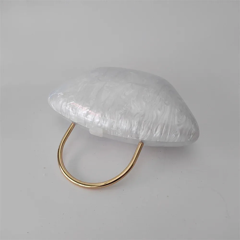 Iridescent Pearl Shell Acrylic Clutch Bag