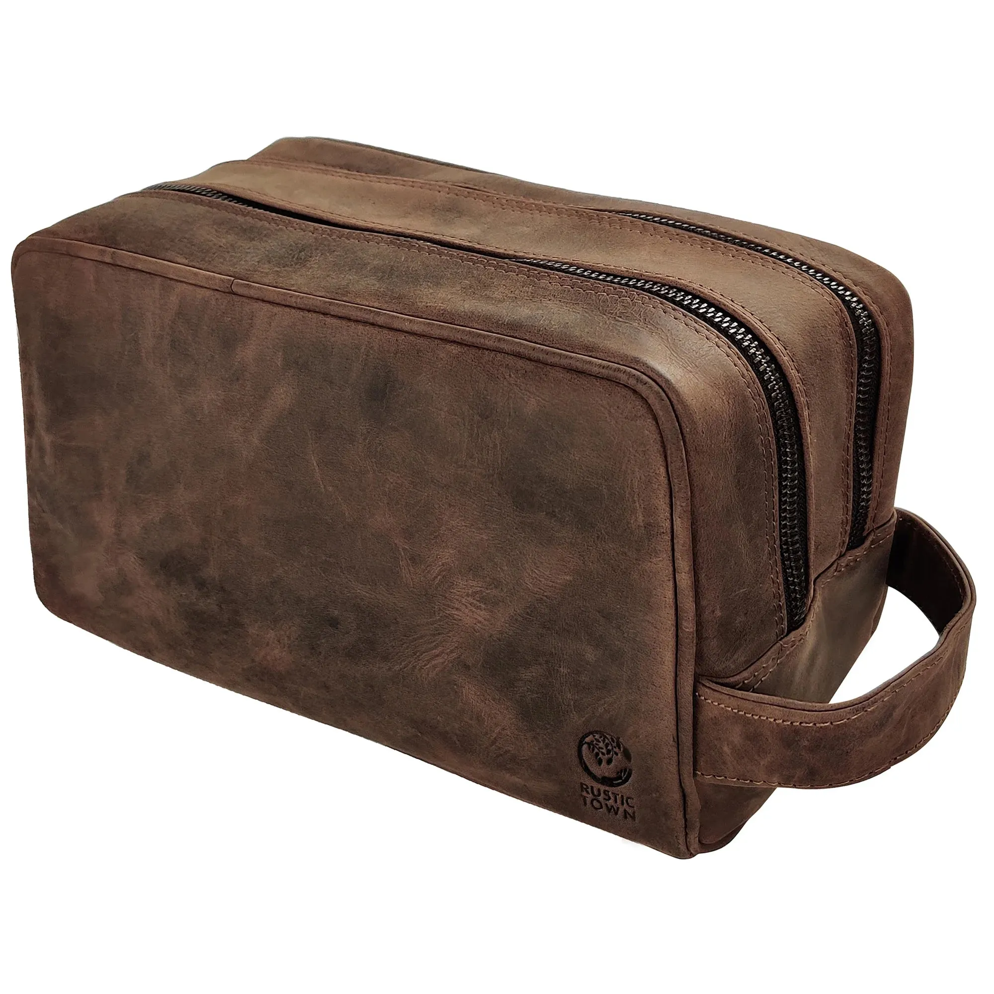 Johnny Men's Leather Travel Dopp Kit (Dark Brown)