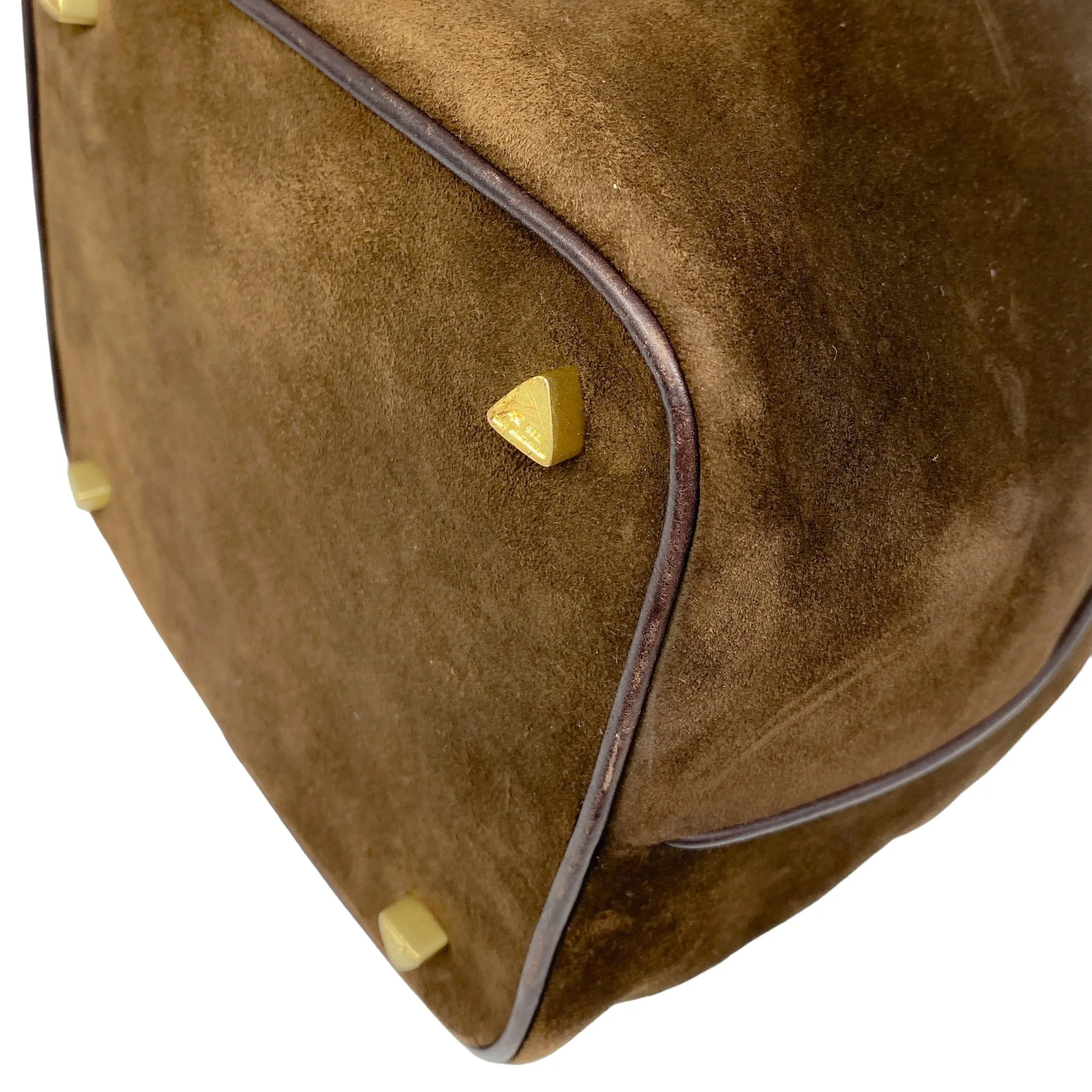 Kieselstein-Cord Brown Suede Bucket Bag with Horse