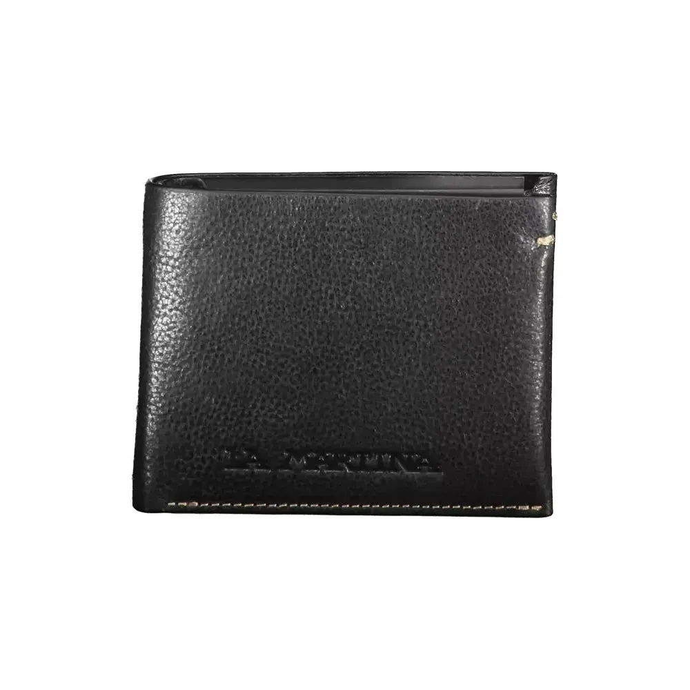 La Martina Black Leather Men Wallet