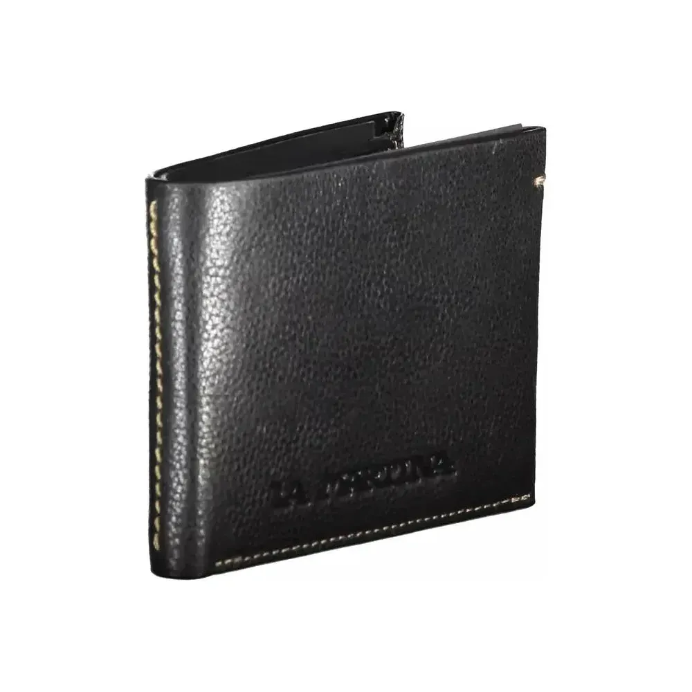 La Martina Black Leather Men Wallet