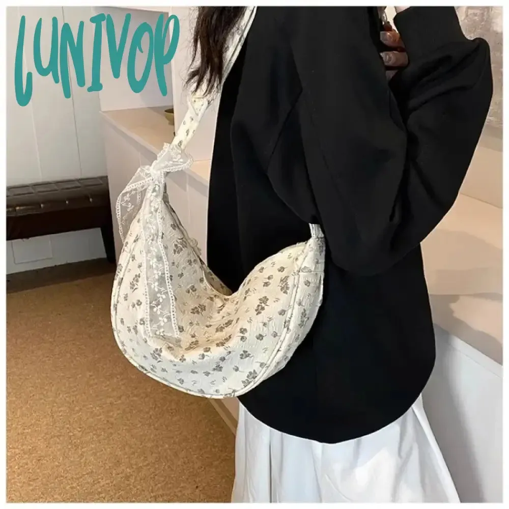 Lunivop Bow Tie Shoulder Bag for Women Fashion Korean Style Flower Messenger Bag Casual Versatile High Capacity Aesthetic Bags