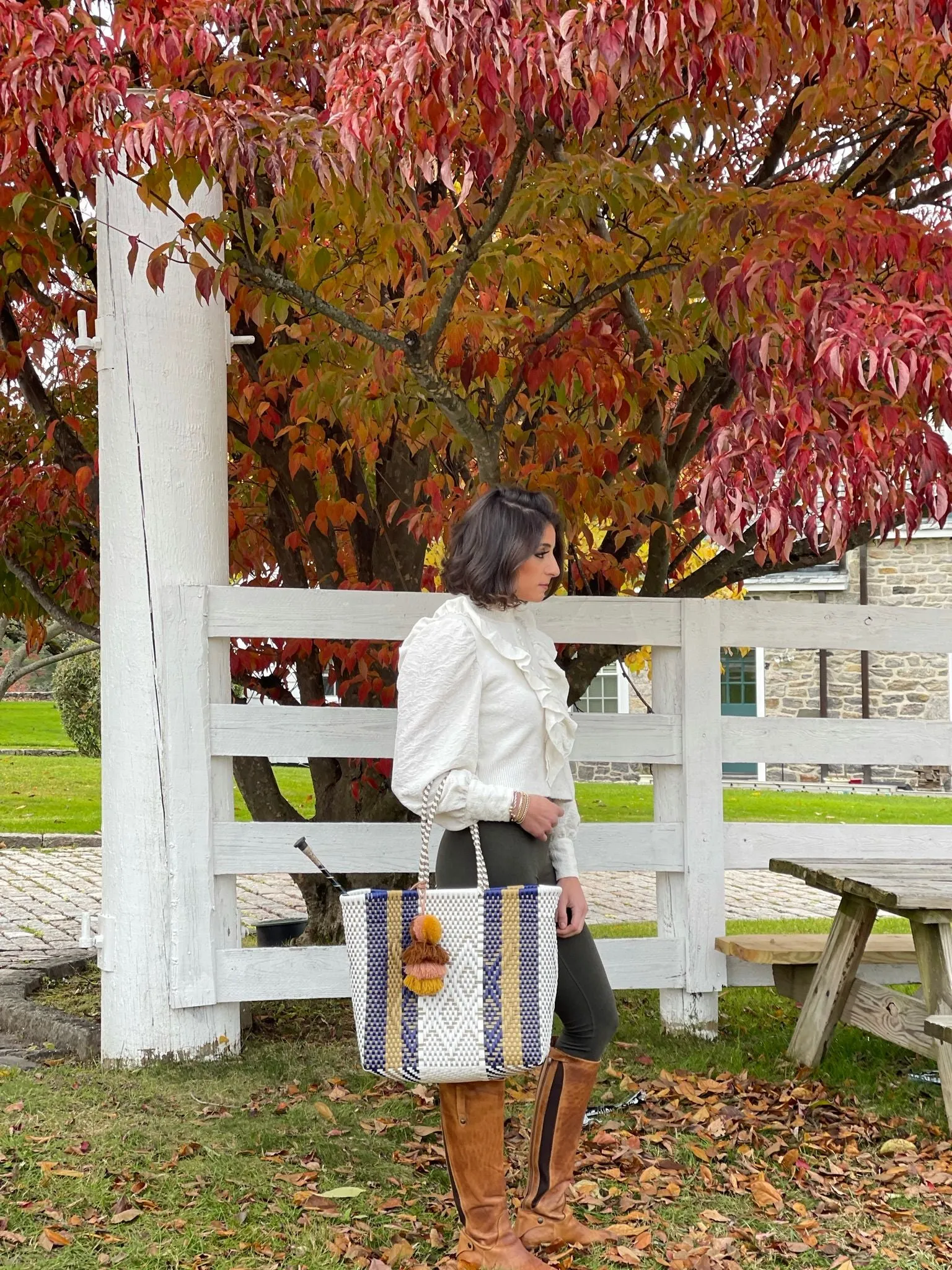 Navy Latte Cocoles Citron Tote