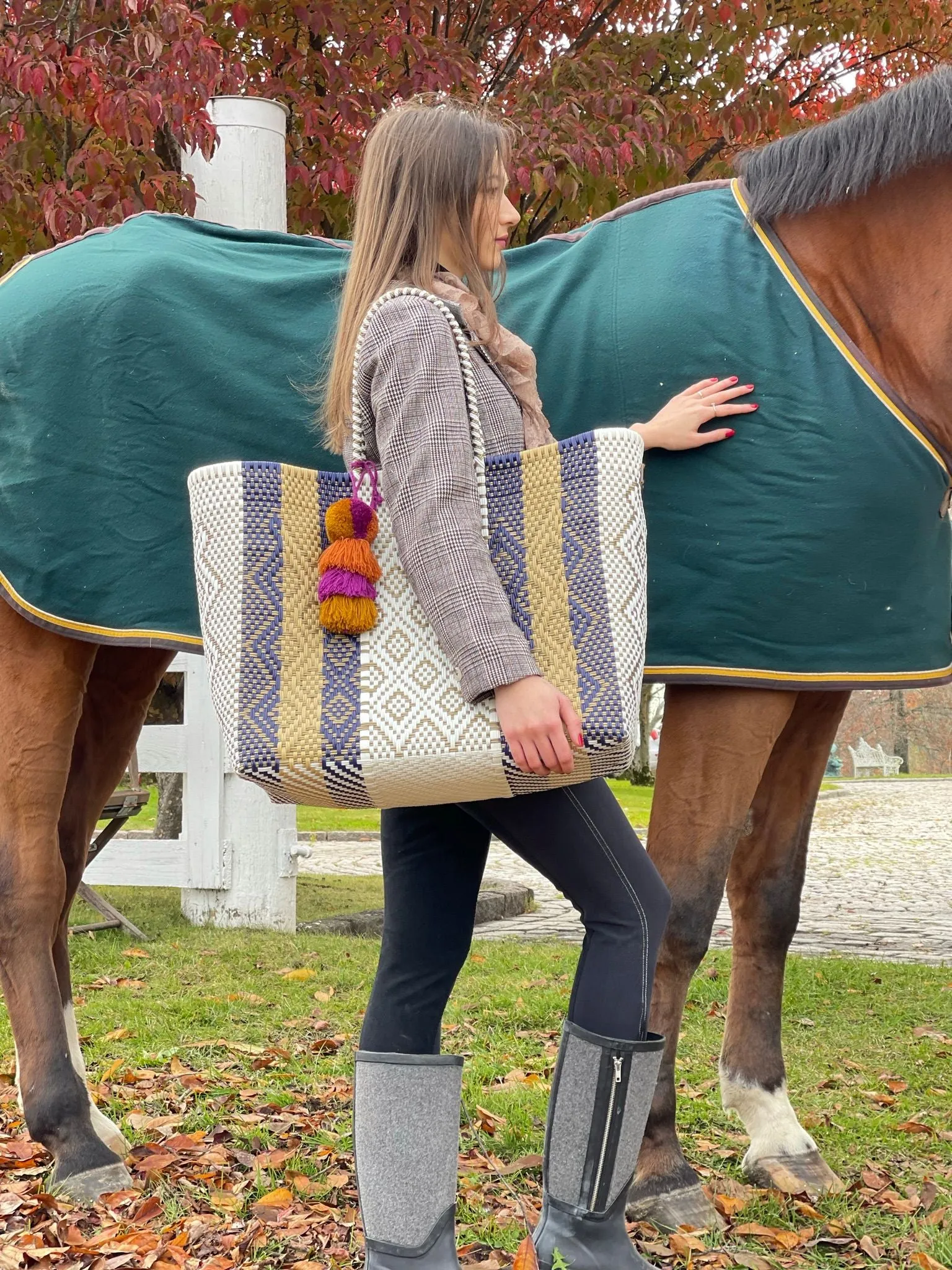 Navy Latte Cocoles Citron Tote