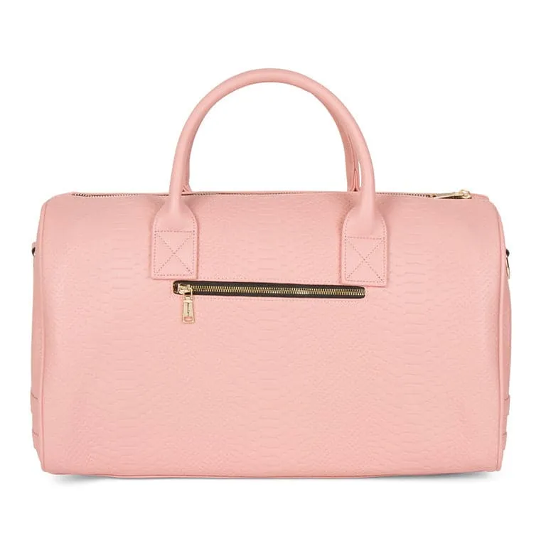 Pastel Blush Apollo 1 Faux Snakeskin Duffle Bag