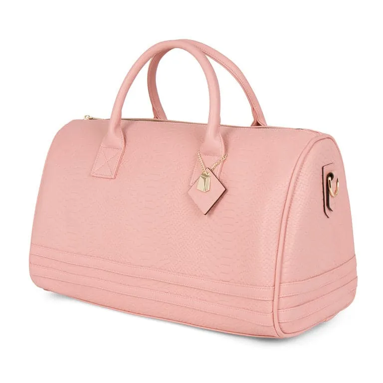 Pastel Blush Apollo 1 Faux Snakeskin Duffle Bag