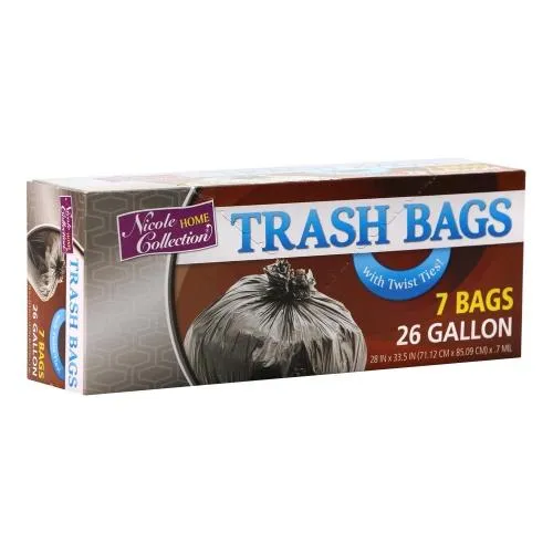 Premium Plastic 26 Gallon Twist Tie Trash Bags