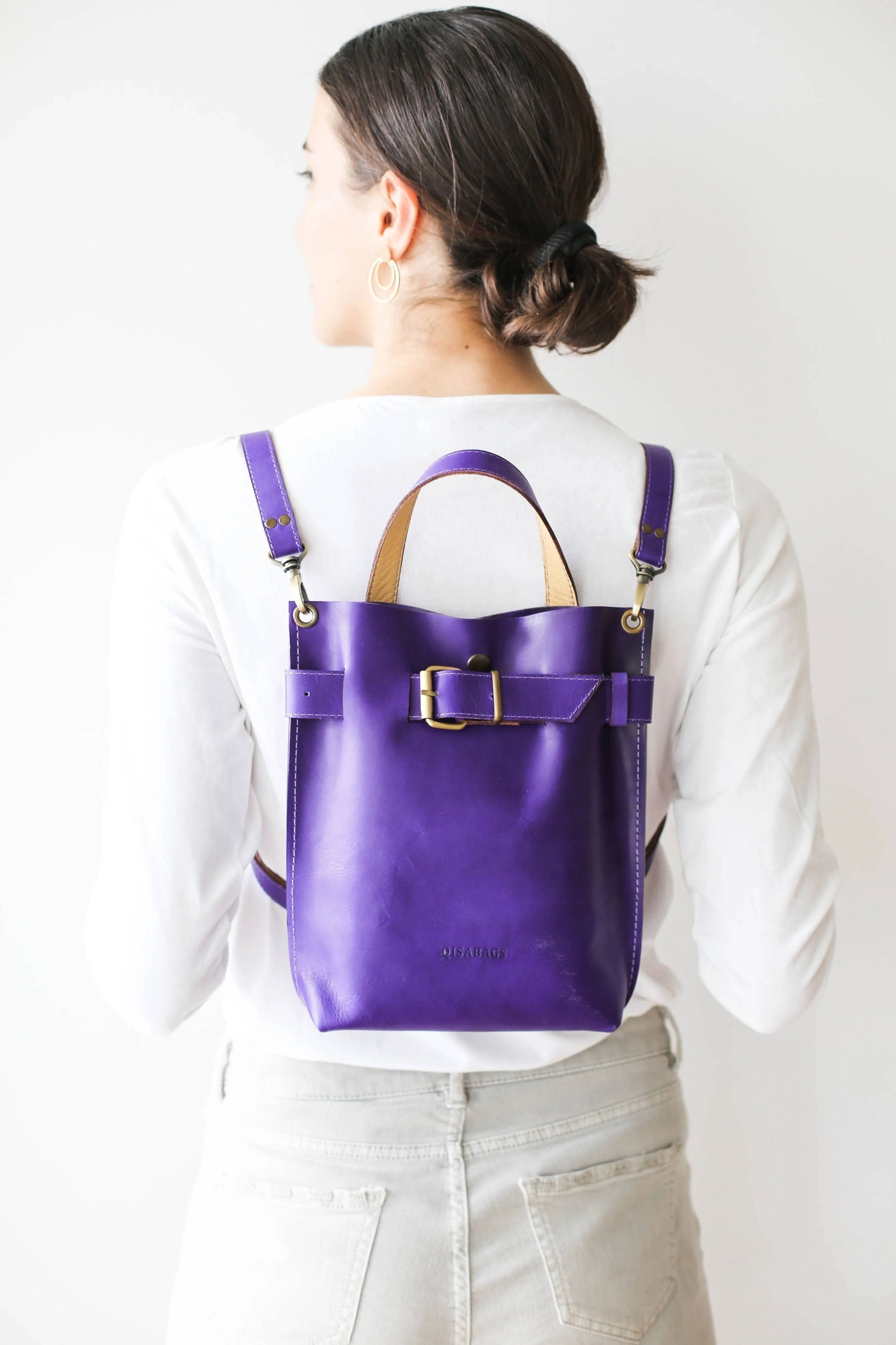 Purple Mini Leather Backpack