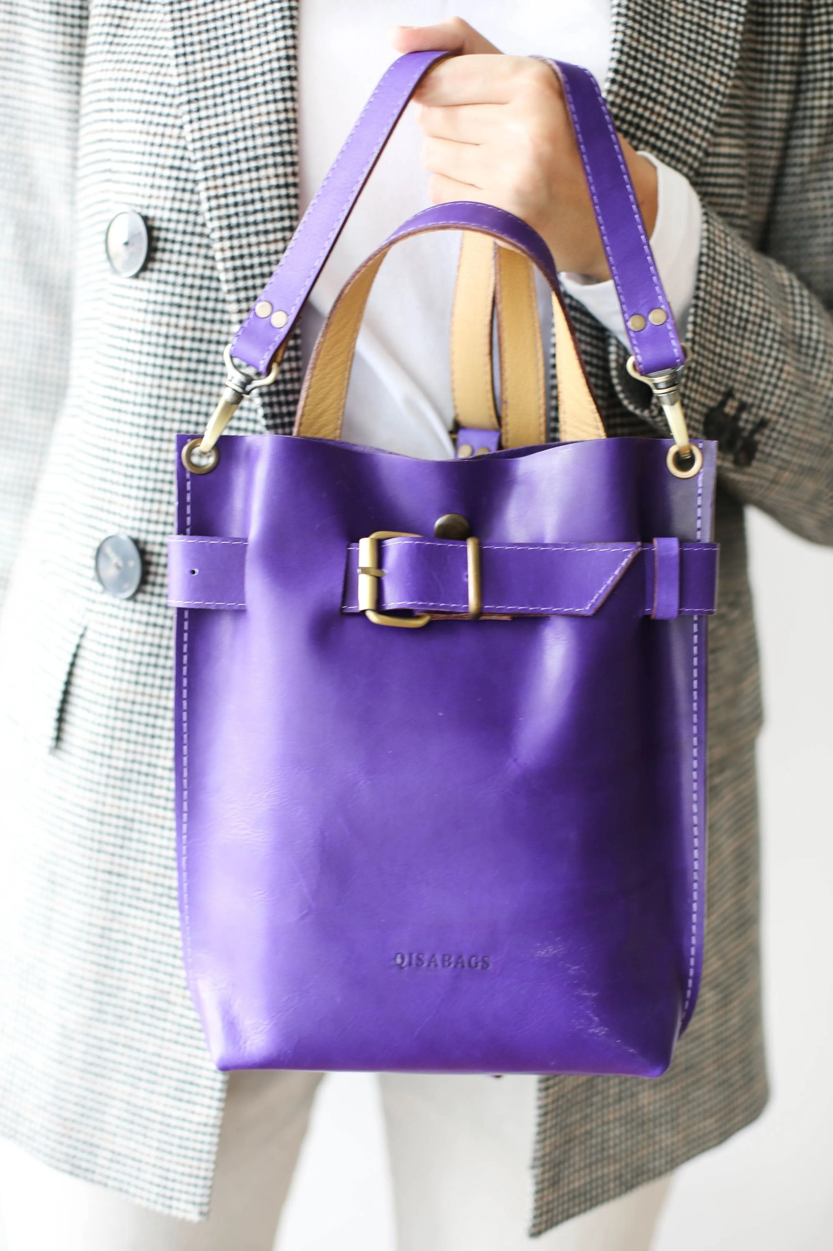 Purple Mini Leather Backpack