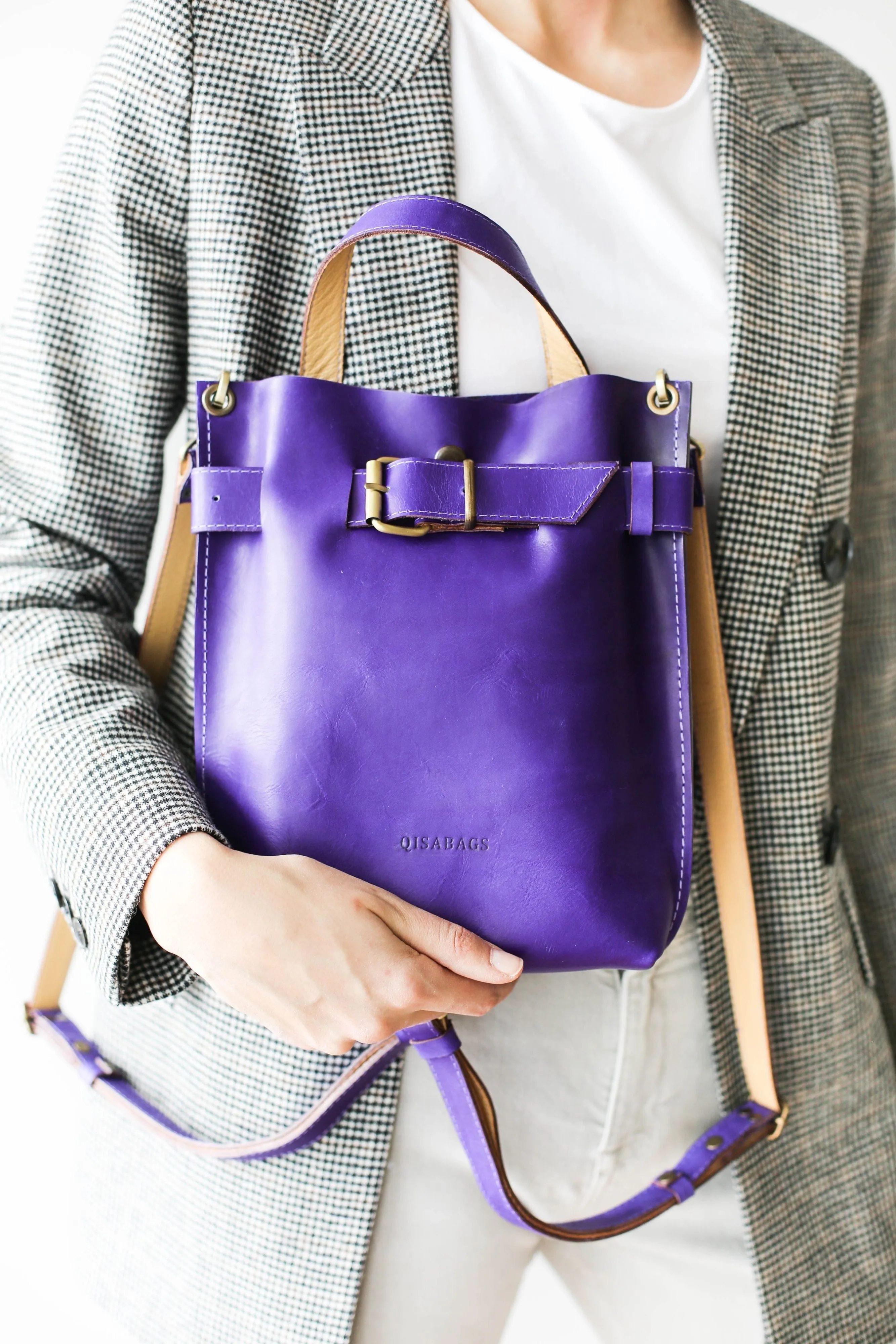 Purple Mini Leather Backpack