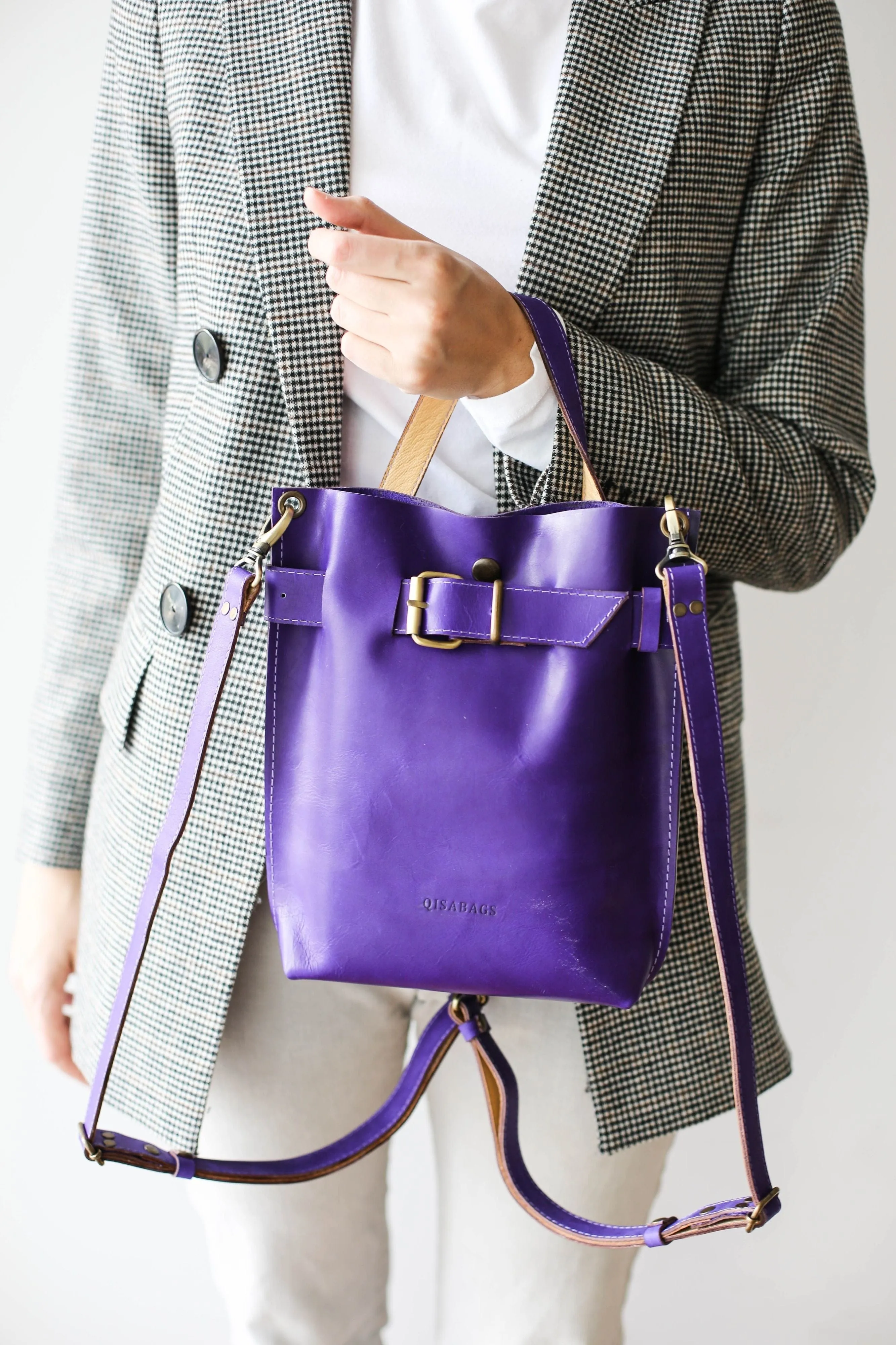 Purple Mini Leather Backpack