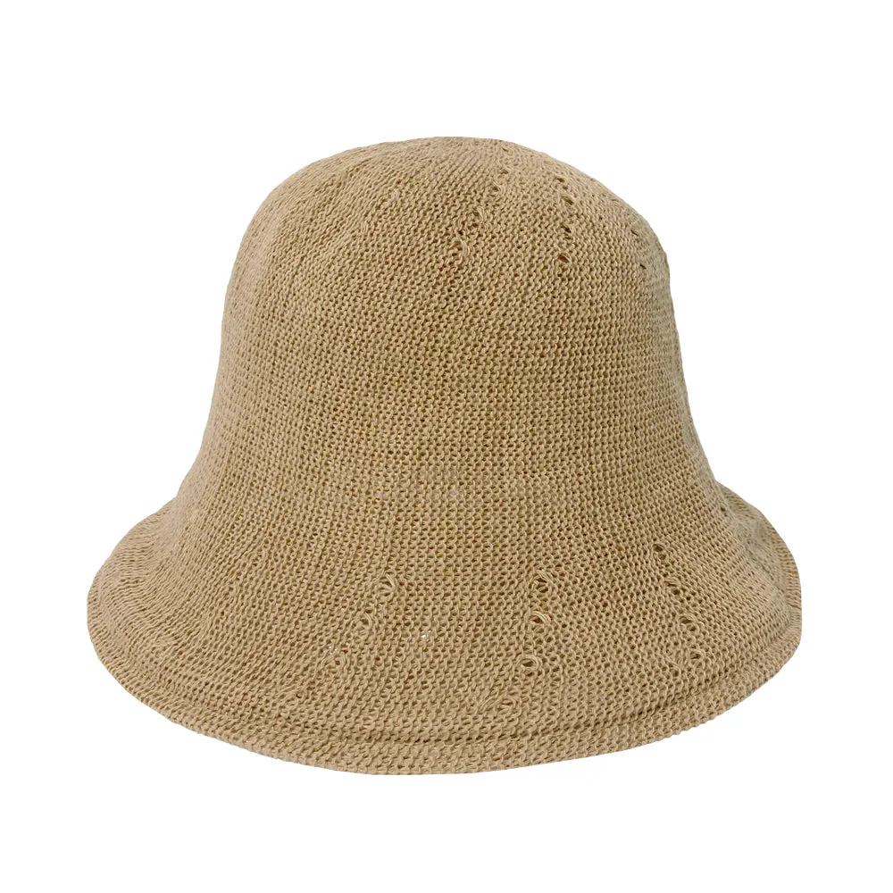 Reversible Crochet Bucket Hat Double Side Wear Summer Travel Beach Packable Fisherman Hat YZB0157